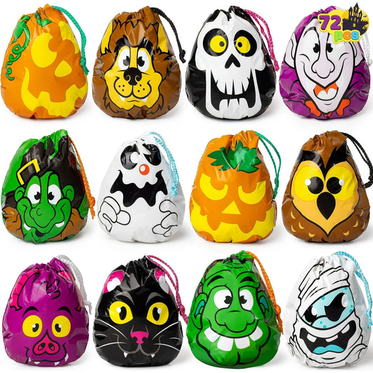 Joyfy Joyfy 72PCS Halloween Drawstring Goody Bags for Halloween Trick or Treats Bags, Goodie Candy Gift Bags Bulk for Kids Halloween Treat Bags, Halloween Party Favors Supplies