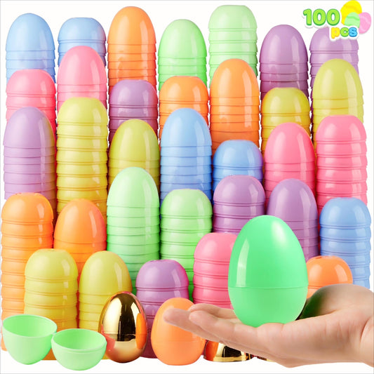 Joyfy 72 Pcs Gold Easter Eggs, 2.3" Metallic Plastic Empty Eggs Fillable for Easter Hunt Supplies, Basket Stuffers, Toys Filling Treats, Party Favor