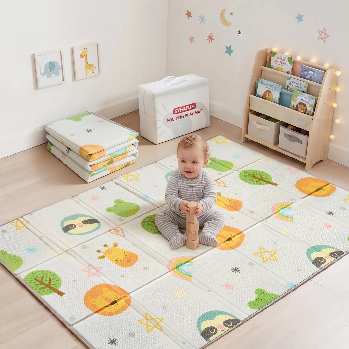 Joyfy Baby Play Mat – Foldable 78"x51" XPE Foam Baby Floor Play Mat with Fabric Surface