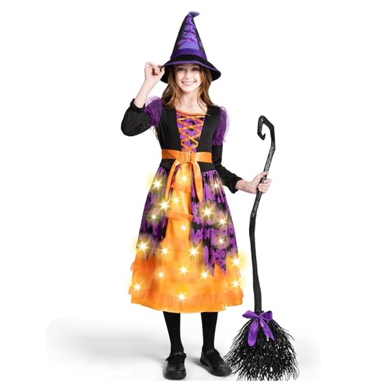 Joyfy Child Girl light up bat witch tutu costume
