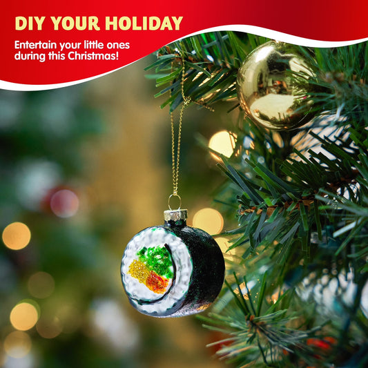 Joyfy Christmas Sushi Glass Ornament, Xmas Glass Blown Food Ornament Presents for Christmas Tree Decoration, Food Ornament for Xmas Gift Holiday Party Favor Indoor Decoration