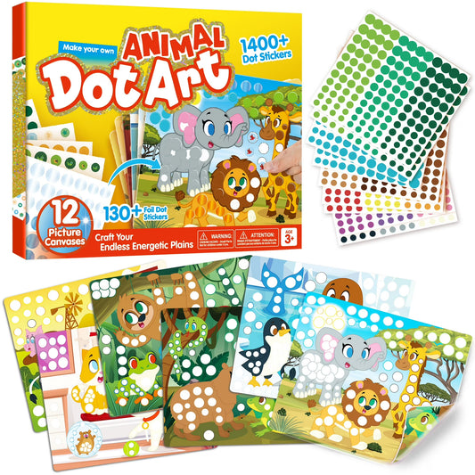 Joyfy Dot Art Kit for Kids Ages 3-5, Animal Sticker Poke A Dot Book, Toddler Creative Art Craft Supplies, Girls Birthday Gifts