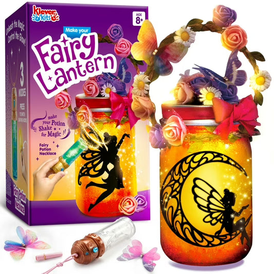Klever Kits Fairy Lantern Craft Kit, 2-in-1 Moon Lamps Arts and Crafts for Kids, Birthday Halloween Gifts for Girls Age 6 up