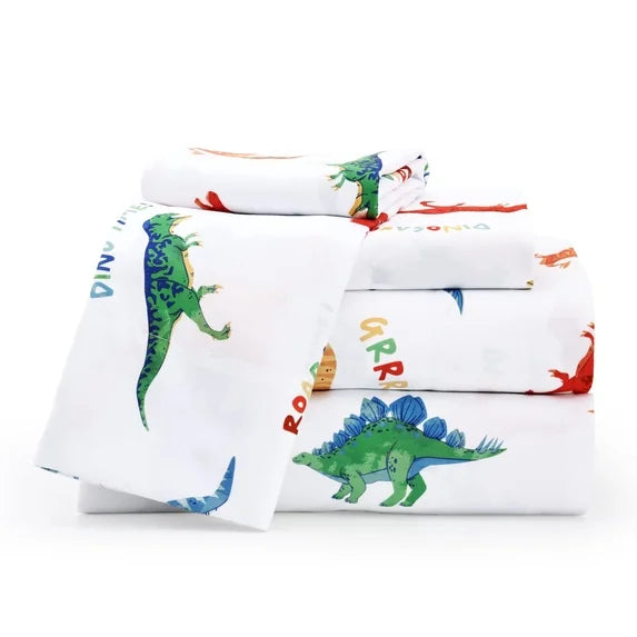 Joyfy Full Kid's Microfiber Sheet Set Watercolor Dinosaur，3 Pcs