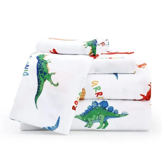 Joyfy Full Kid's Microfiber Sheet Set Watercolor Dinosaur，3 Pcs