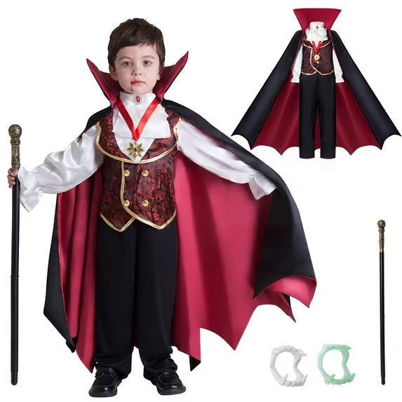 SYNCFUN Gothic Vampire Costume Kids,Toddler Vampire Costume Halloween Vampire Costume,vampire costume for boys,Halloween Party Dress Up (5–7yrs)