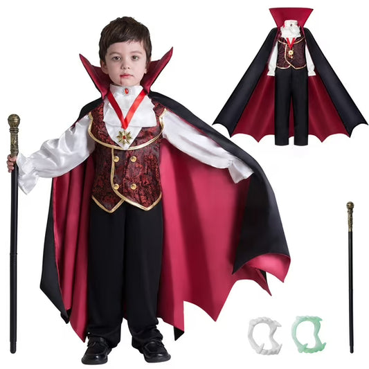 SYNCFUN Gothic Vampire Costume Kids,Toddler Vampire Costume Halloween Vampire Costume,vampire costume for boys,Halloween Party Dress Up (5–7yrs)