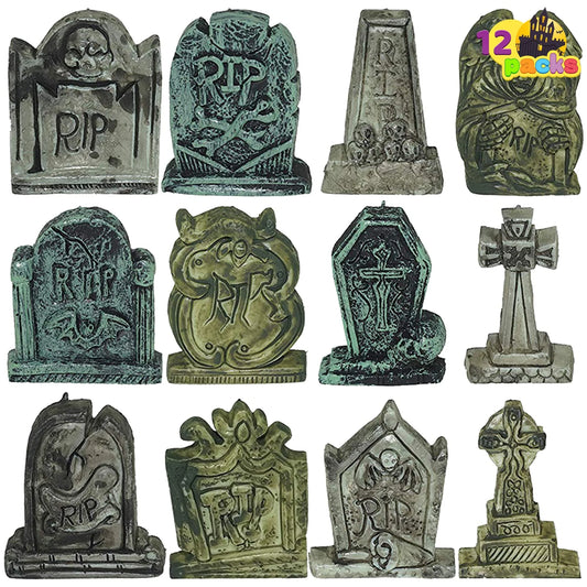 Joyfy 12 Pack Halloween Mini Tombstone Outdoor Decorations, Halloween Foam Tombstone Decorations for Halloween Yard Outdoor Indoor Decorations.