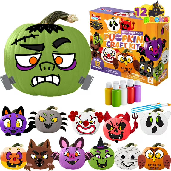 Joyfy 3D Halloween Stickers Pumpkin Decorations Kit,Pumpkin Face Stickers for Halloween Party Supplies Games,Halloween Crafts for Kids