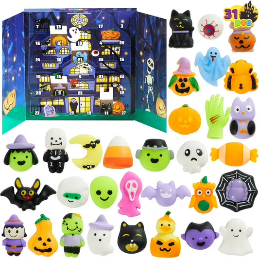 Joyfy 31 Pcs Halloween Advent Calendar 2025,Halloween Mochi Squishy Toys,Trick or Treat Prizes Gift