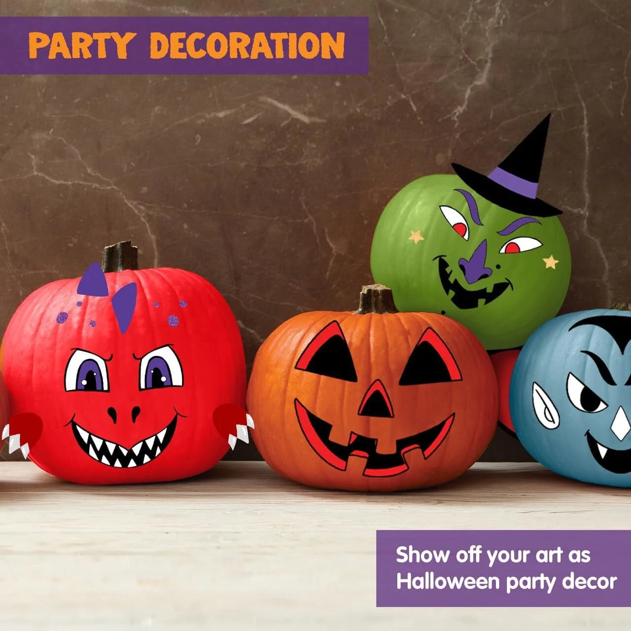 Joyfy 3D Halloween Stickers Pumpkin Decorations Kit,Pumpkin Face Stickers for Halloween Party Supplies Games,Halloween Crafts for Kids