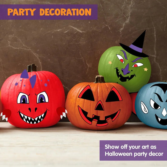Joyfy 3D Halloween Stickers Pumpkin Decorations Kit,Pumpkin Face Stickers for Halloween Party Supplies Games,Halloween Crafts for Kids