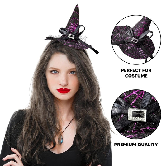 Joyfy Halloween Witch Hat Headband for Kids Adult, Cute Purple Wizard Hat Headband, Halloween Party Dress up Costume Cosplay Accessories Props