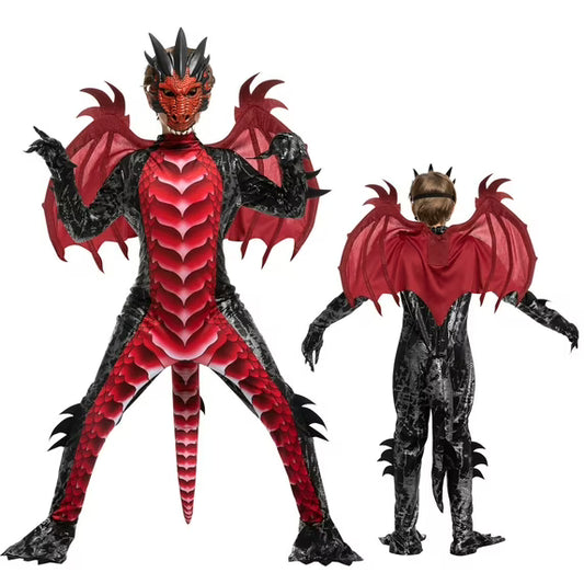 Joyfy Halloween Children's Dragon Costume, Boys Dragon Wings and Dragon Tail Set, suitable for Halloween costume