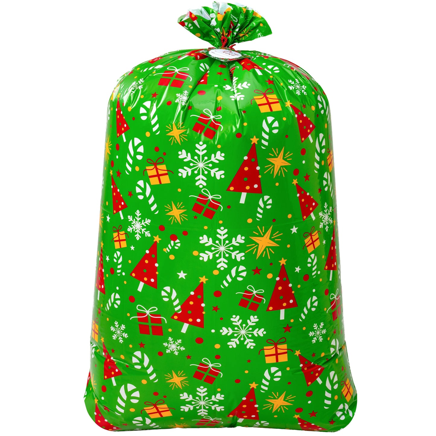 Joyfy Jumbo Christmas Gift Bags 56" x 36" Green Large Holiday Plastic Gift Bag for Heavy Duty Xmas Parties Supplies Gift Wrapping 1pcs