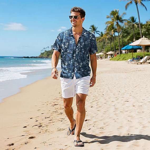 Joyfy Men Hawaiian Shirt, Casual Short Sleeve Button Down for Summer & Beach