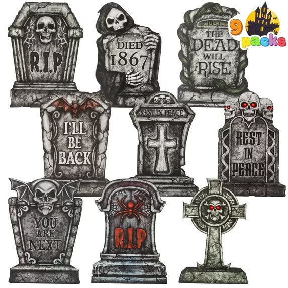 Joyfy Plastic Cardboard Tombstones, 6 Pcs