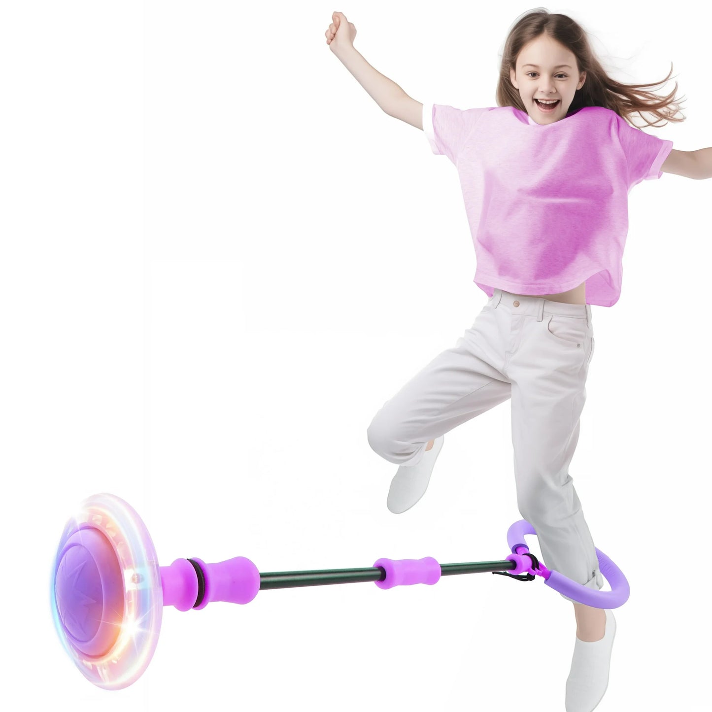 Joyfy Purple Ankle Skip Ball with Flashing Lights, Skip Jump Sports Toy for Kids , Birthday Gifts for Girls Age5+,Active Games,Each Jumping Toy，Fat Burning Games