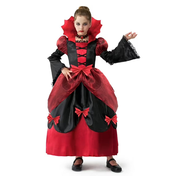 Joyfy Royal Vampire Costume for Girls, Halloween Gothic Victorian Vampiress Queen Costume for Kids Party Dress Up Cosplay