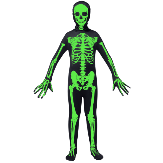 Joyfy Scary 3D Skeleton Costume for Kids, Toddlers Glow in the Dark Skeleton Costume for Halloween Party Dress Up 5-12 Years