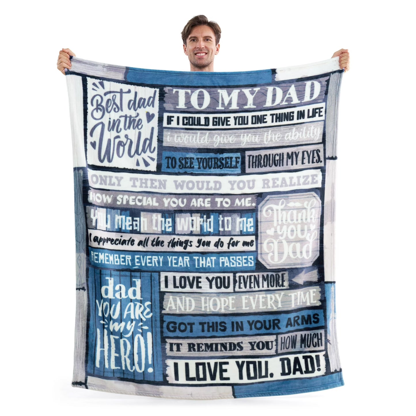 Joyfy Blanket for Dad 50 x 60 Soft Flannel Throw Blanket Birthday Father Day Gift£¬Grey