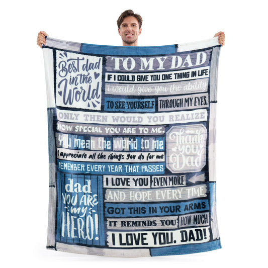 Joyfy Blanket for Dad 50" x 60" Soft Flannel Throw Blanket Birthday Father's Day Gift，Grey