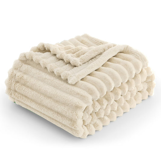 Joyfy Throw Blanket for Couch,Bed,Sofa,Beige Flannel Blanket,Soft Throw Blanket ,Gifts for Women Mom Girls,Throw Home Room Decor Aesthetic for Women Mothers Christmas Birthday Gifts 50x60 Inches