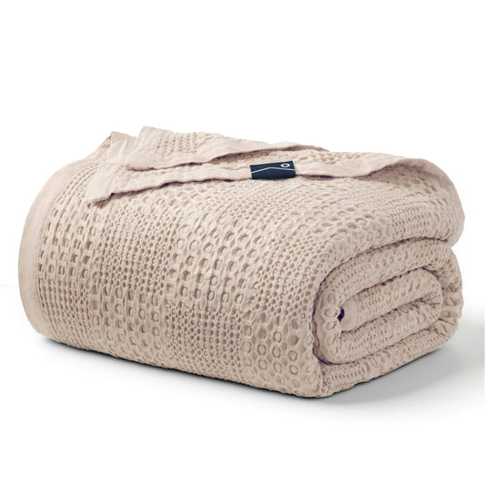Joyfy Waffle Blanket - Turkish Cotton Soft Beige Blanket