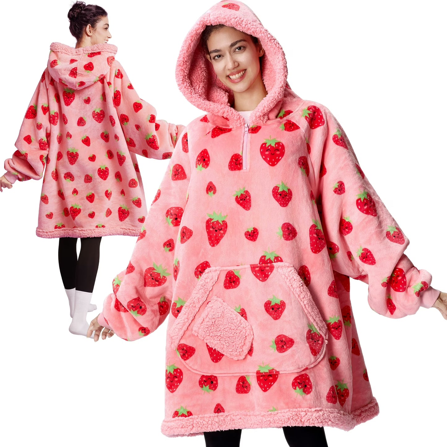 Joyfy Wearable Blanket Oversized Sherpa Sweatshirt, Warm and Cozy Hoodie Blanket for Adult Christmas Birthday Gift