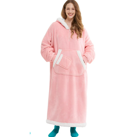 Joyfy Wearable Blanket Hoodie, Long Hooded Blanket Sweatshirt, Oversize Hoodie for Women and Men,Clothing Gift for Women Men Mom Dad,Giant Hood Pocket and Sleeves for Adult(Pink,Regular )