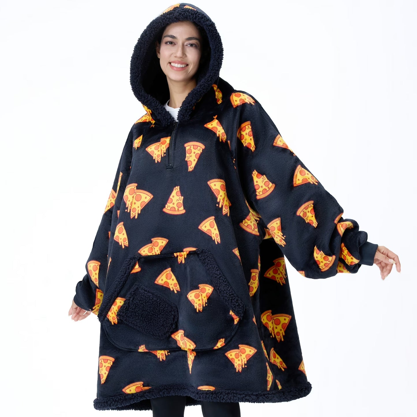 Joyfy Wearable Blanket Oversized Sherpa Sweatshirt, Warm and Cozy Hoodie Blanket for Adult Christmas Birthday Gift