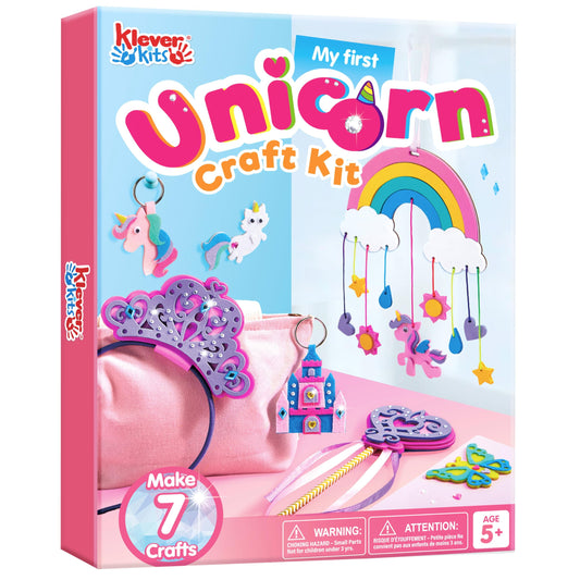 Klever Kits Unicorn DIY Craft Kit,7 Mess-Free Craft Projects for Girls Ages 5+