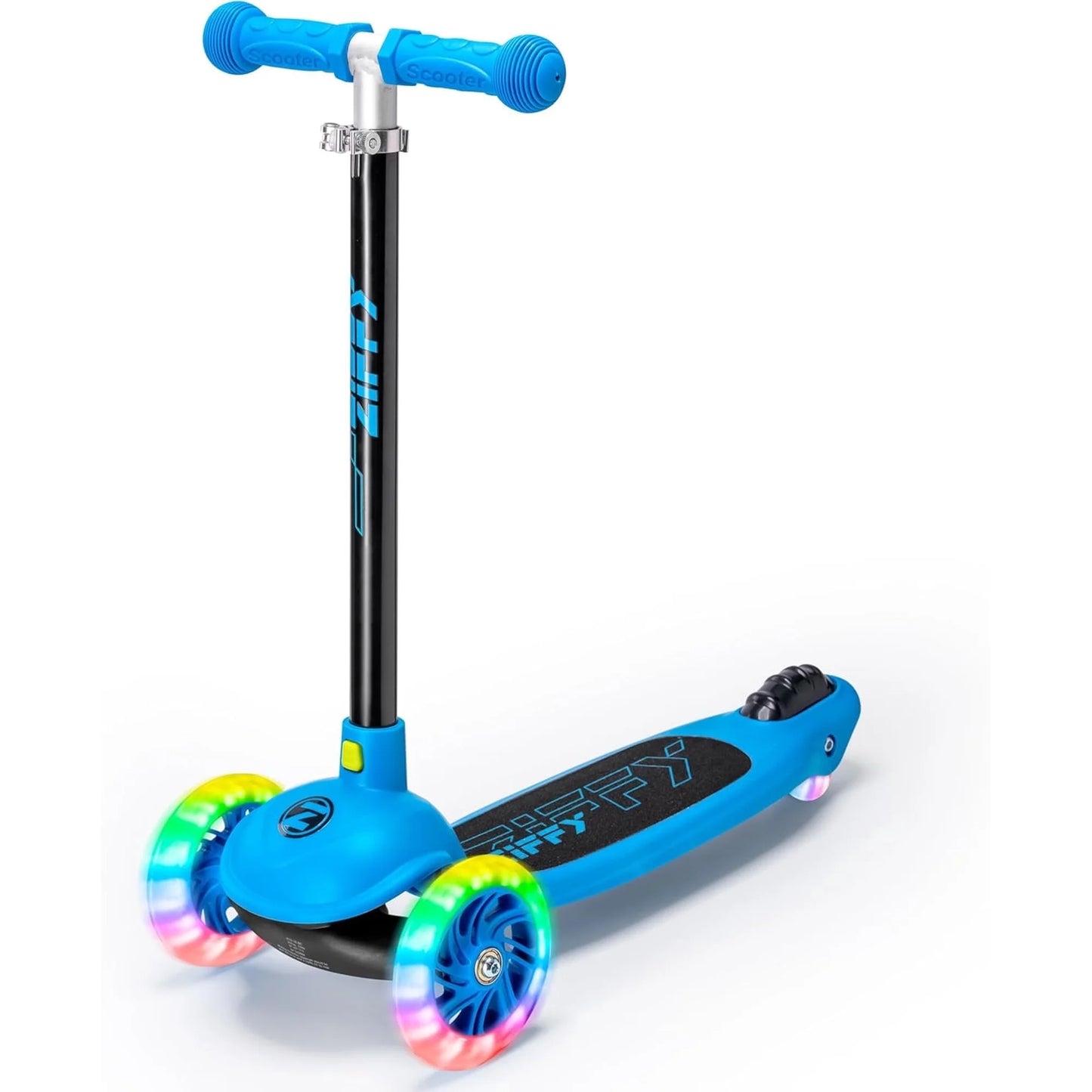 Multicolor JOVA ZIFFY 3 Wheel Scooter for Kids 3-5, Toddler Kick Scooter with LED Light-Up Wheels for Boys and Girls - 5 Adjustable Heights, Lean-to-Steer Design, Supports up to 110 lbs