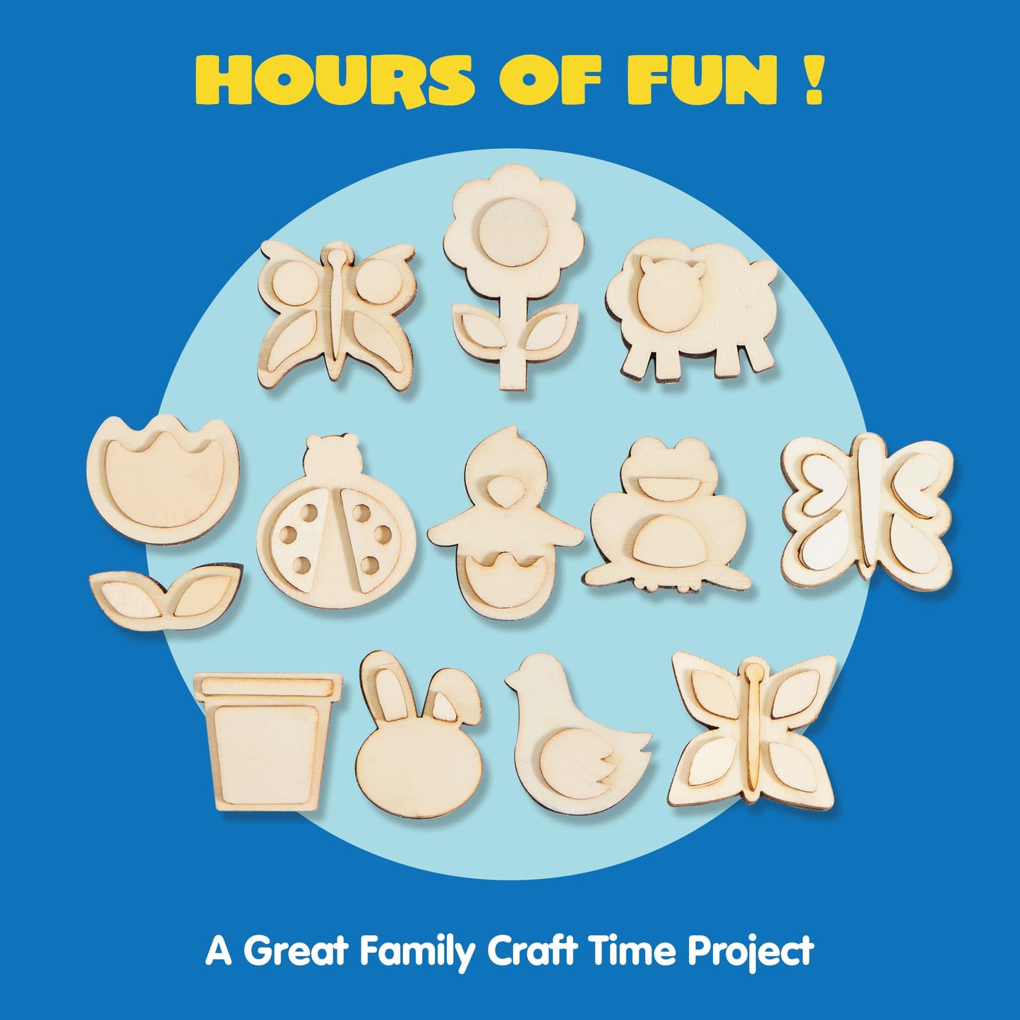 JOYIN 12 pcs Wooden Magnets, Spring Arts & Crafts for Boys and Girls, Children Painting Craft Activities Kit, Craft Toys Gifts for Birthday Easter