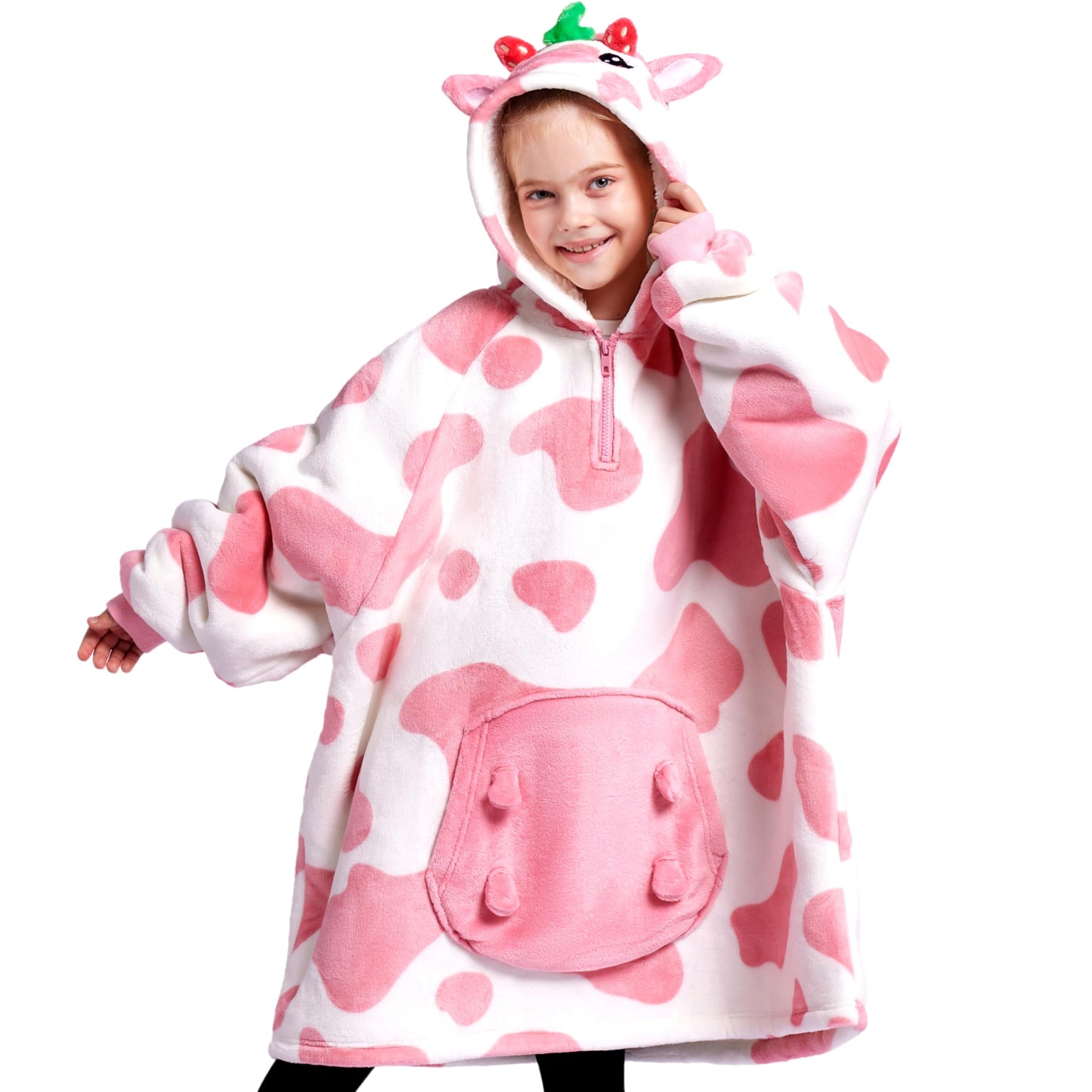 Syncfun Kids Wearable Blanket Hoodie, Warm and Cozy Flannel Sweatshirt for Gilrs and Boys Christmas Birthday Gifts