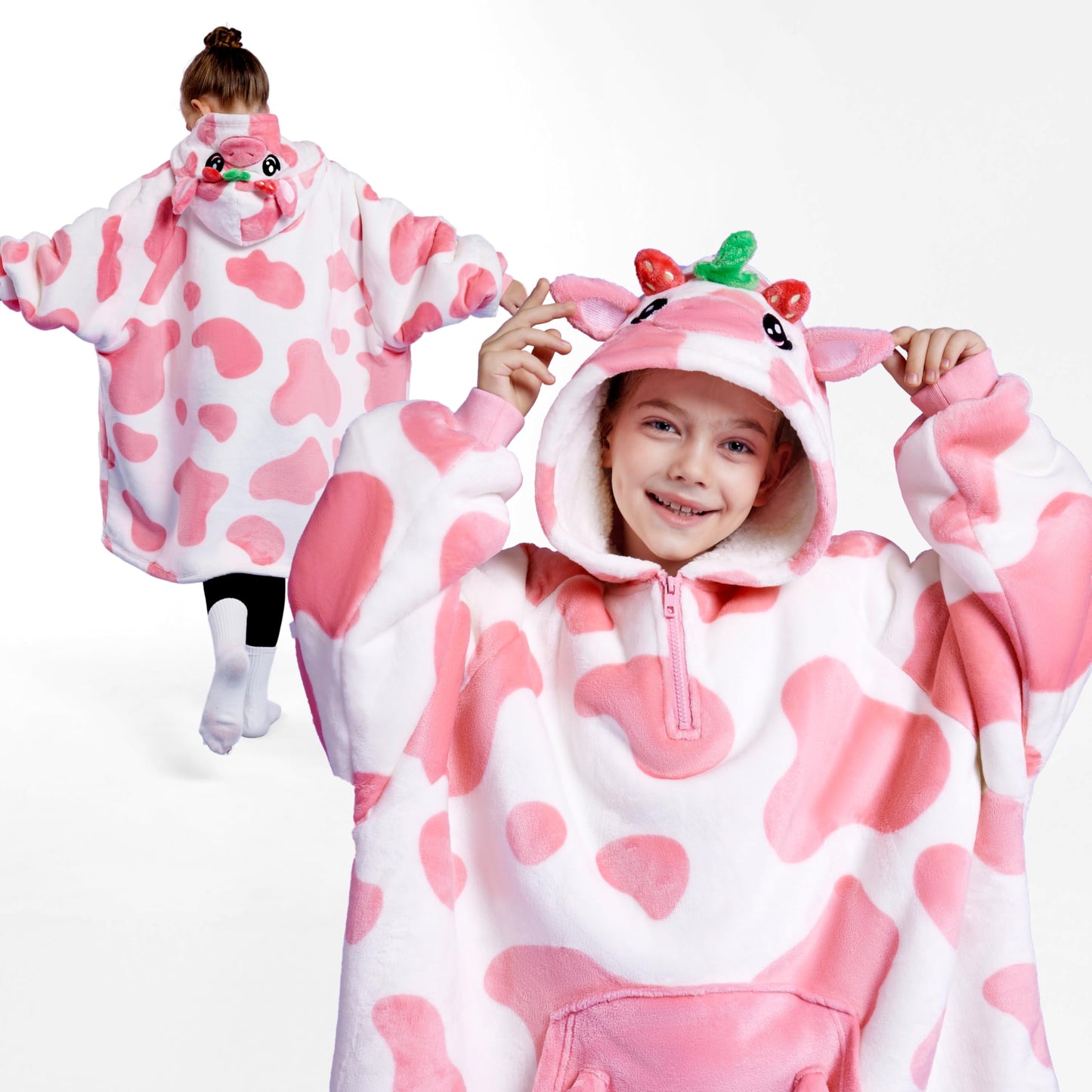 Syncfun Kids Wearable Blanket Hoodie, Warm and Cozy Flannel Sweatshirt for Gilrs and Boys Christmas Birthday Gifts