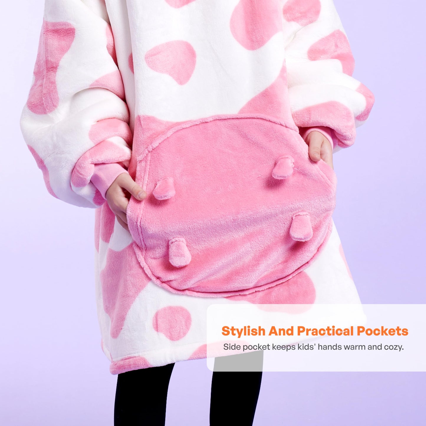 Syncfun Kids Wearable Blanket Hoodie, Warm and Cozy Flannel Sweatshirt for Gilrs and Boys Christmas Birthday Gifts