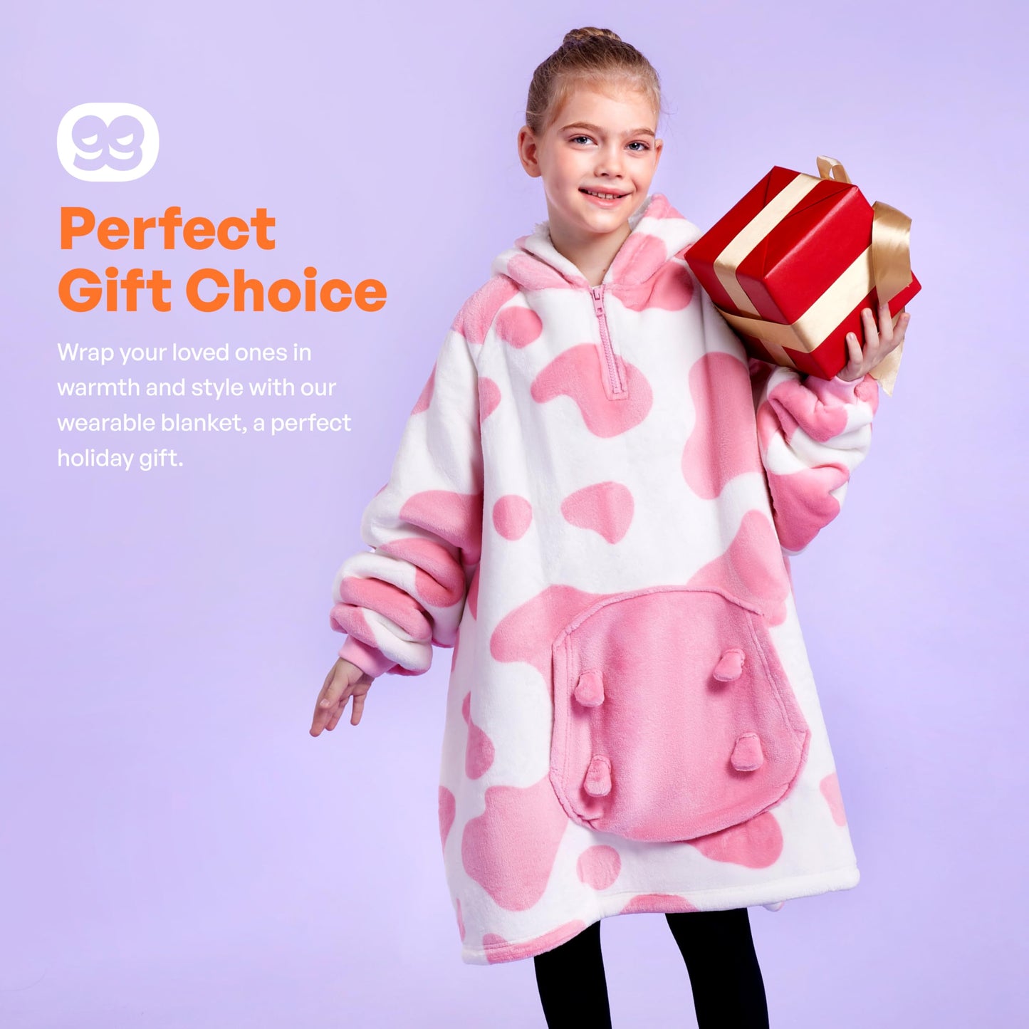 Syncfun Kids Wearable Blanket Hoodie, Warm and Cozy Flannel Sweatshirt for Gilrs and Boys Christmas Birthday Gifts