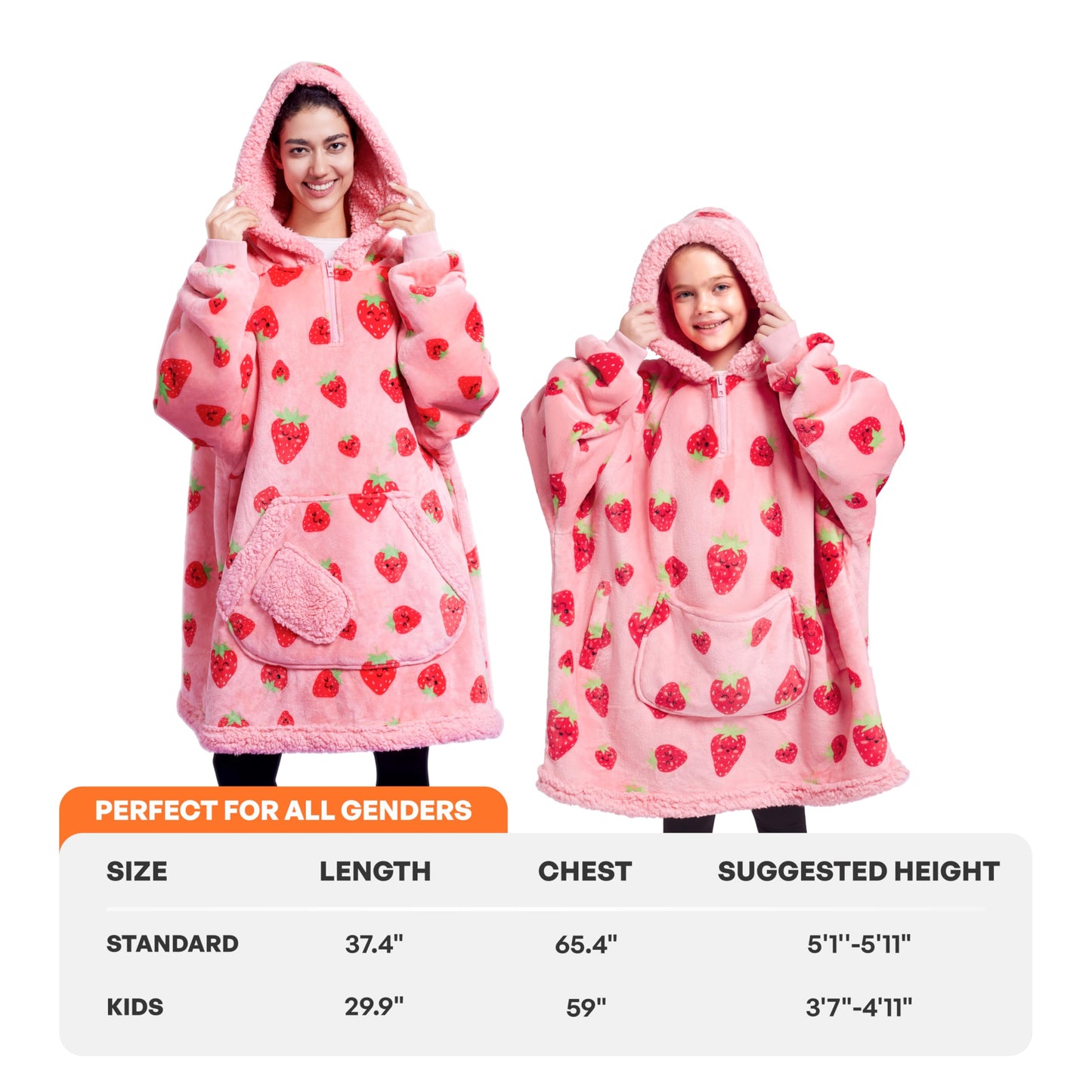 Joyfy Kids Wearable Blanket Hoodie, Warm and Cozy Flannel Sweatshirt for Gilrs and Boys Christmas Birthday Gifts
