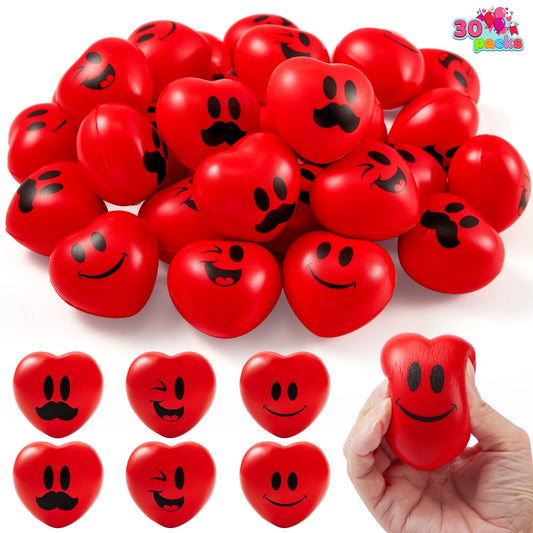Joyfy 30 Pcs Valentines Day Heart Shaped Squishy Toy Ball,3" Heart Stress Ball for Classroom Exchange Gift,Party Favors for Kids,Fun Holiday Reward Prizes
