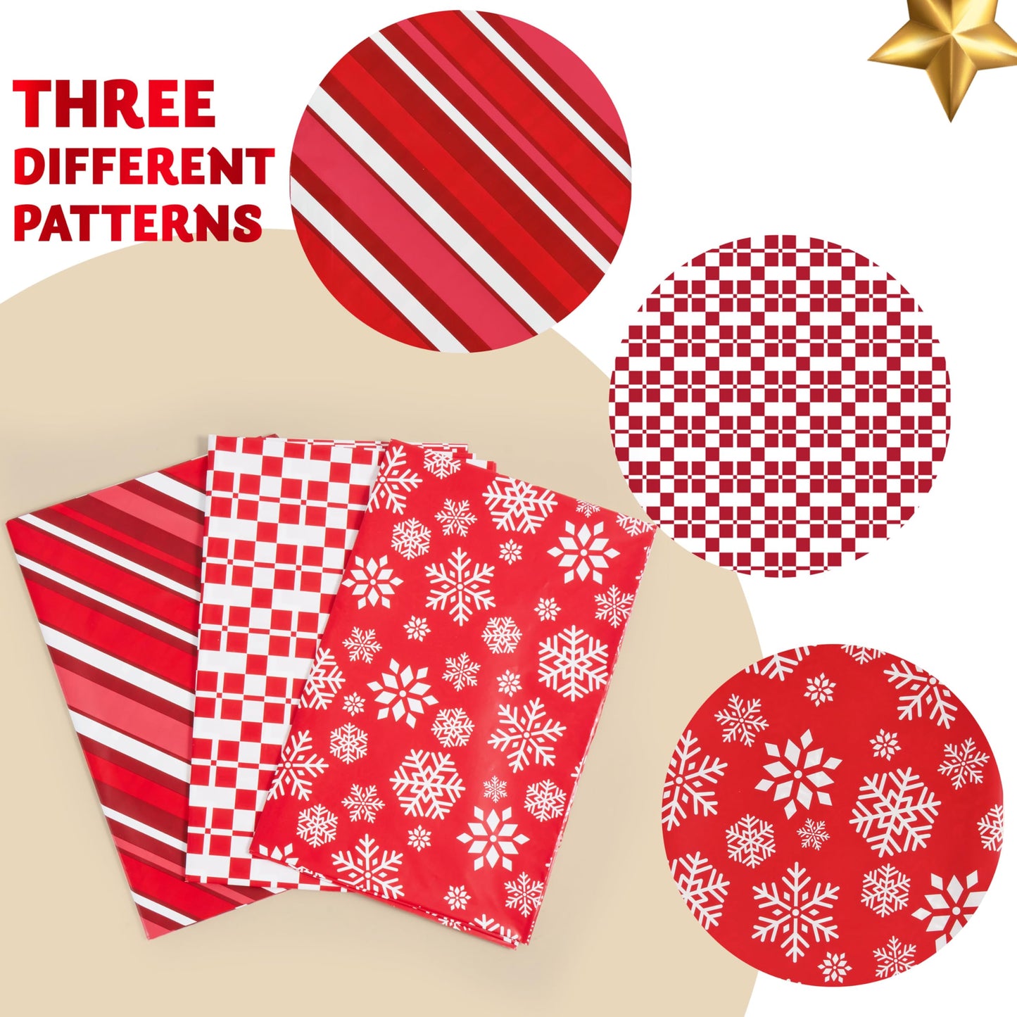 3 PCS 44 * 36 Jumbo Christmas Plastic Gift Bags, Extra Large Gift Bags for Xmas Presents, Huge christmas present Bags for Holiday Decorations, Toys, Carry-on Luggage and Christmas parties