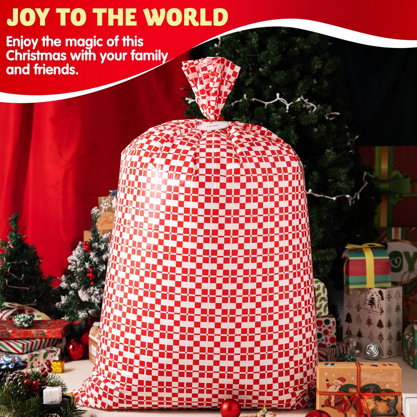 3 PCS 44 * 36 Jumbo Christmas Plastic Gift Bags, Extra Large Gift Bags for Xmas Presents, Huge christmas present Bags for Holiday Decorations, Toys, Carry-on Luggage and Christmas parties