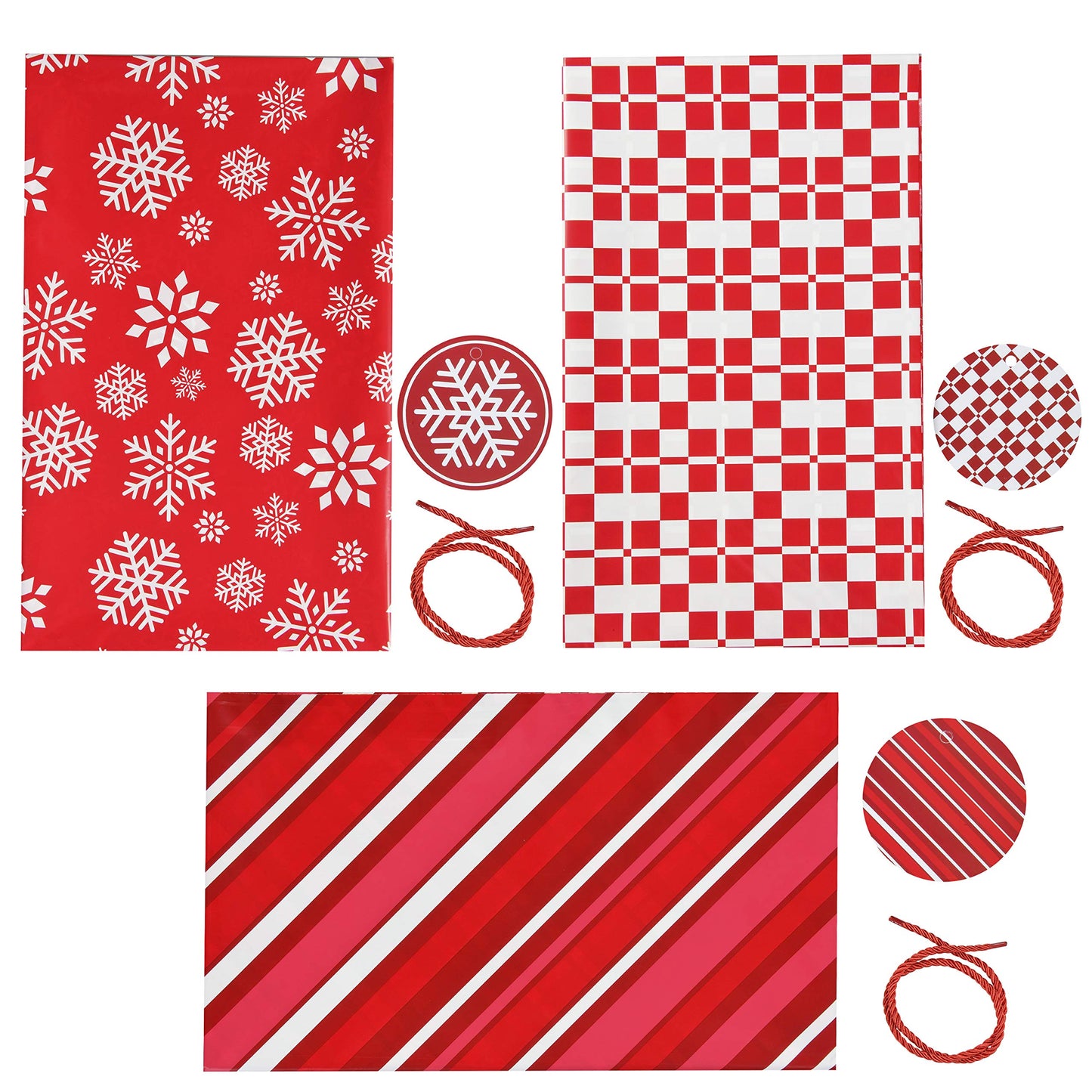 3 PCS 44 * 36 Jumbo Christmas Plastic Gift Bags, Extra Large Gift Bags for Xmas Presents, Huge christmas present Bags for Holiday Decorations, Toys, Carry-on Luggage and Christmas parties