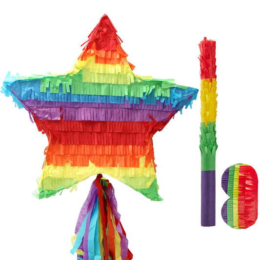 SYNCFUN Star Pinata for Kids Birthday Party 12.6"x 12.6"x 3" Party Supplies for Cinco De Mayo, Fiesta Taco, Luau Event, Mexican Theme Decoration, Taco Tuesday Event