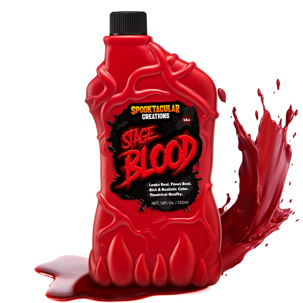 SPOOKTACULAR CREATIONS 18 oz Fake Halloween Vampire Blood Bottle for Halloween Costume, Zombie, Vampire and Monster Makeup & Dress Up
