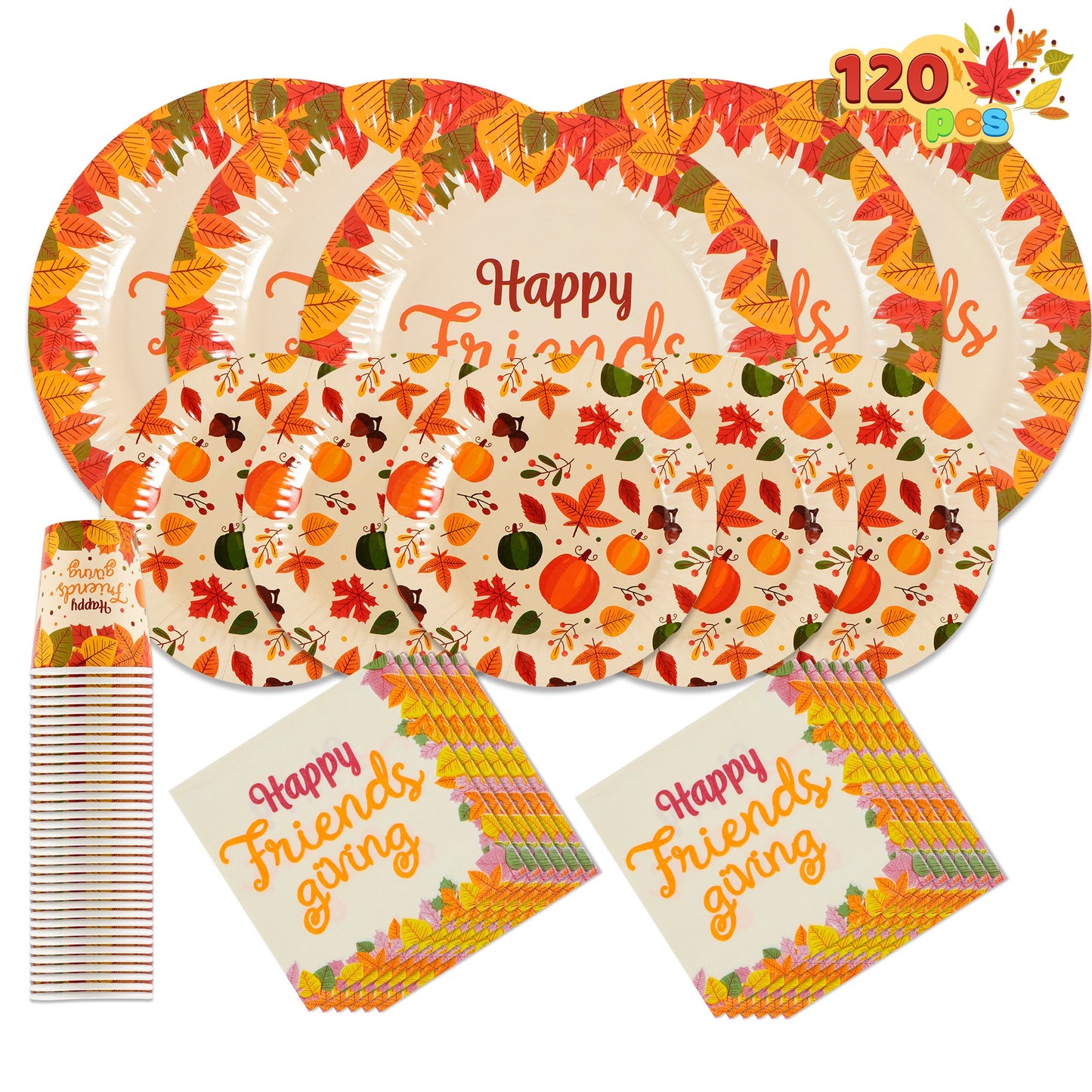 SYNCFUN 120 Pcs Thanksgiving Disposable Paper Plates and Napkins, Perfect for Thanksgiving Party Decorations