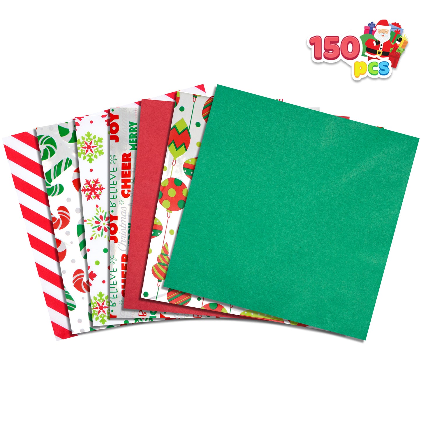 SYNCFUN 150 Sheets Christmas Tissue Paper Bulk 20"x 20" Assorted Hologram & Prints Easy and Fast Holiday Gift Wrapping for Party Favors Goody Bags, Xmas Presents Wrapping Stocking Stuffers