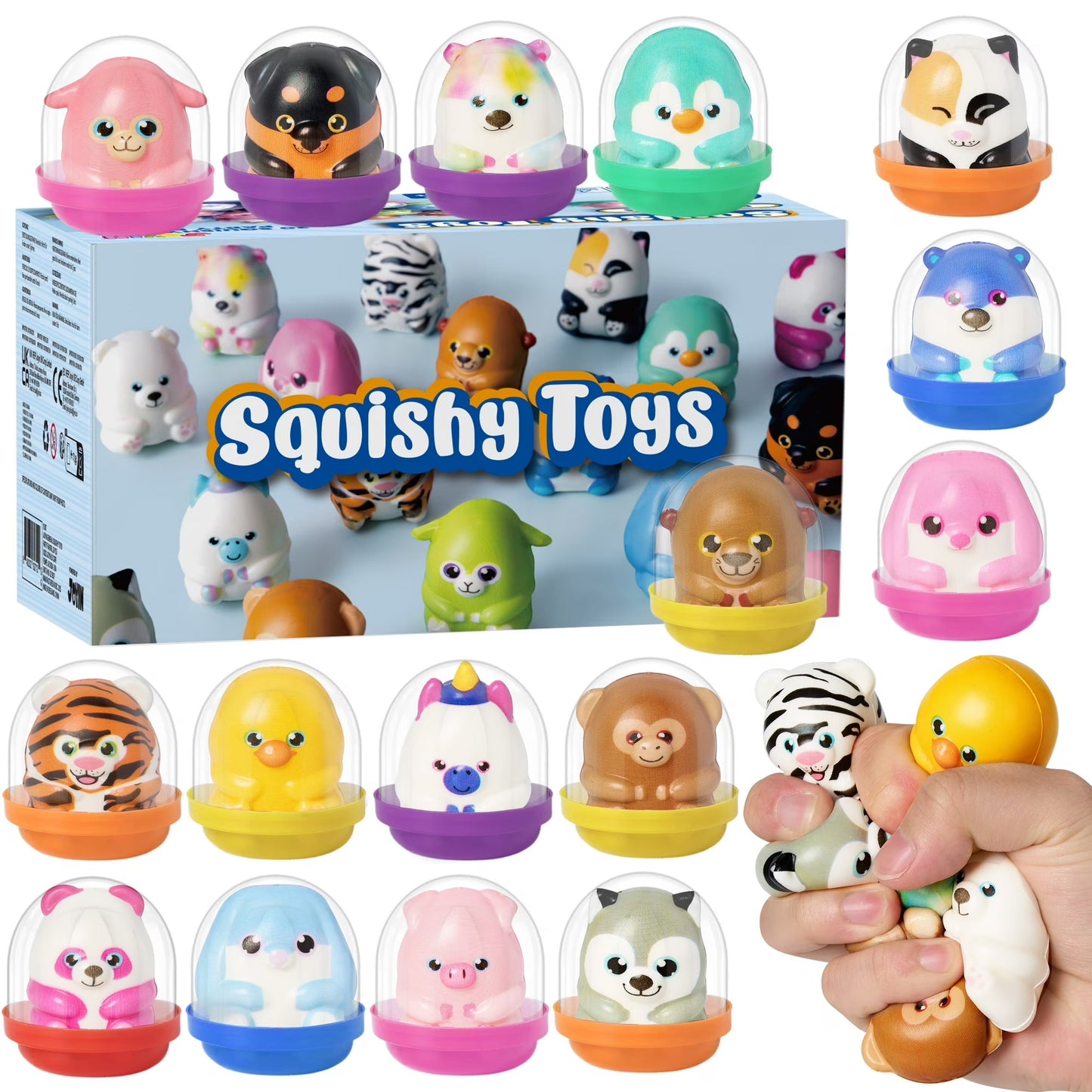 Joyfy 20 Pcs Squishy Toys Party Favors for Kids & Adults 2 Mini Animals Squishies Fidget Toys for Classroom Prizes Birthday Gift Pinata Fillers