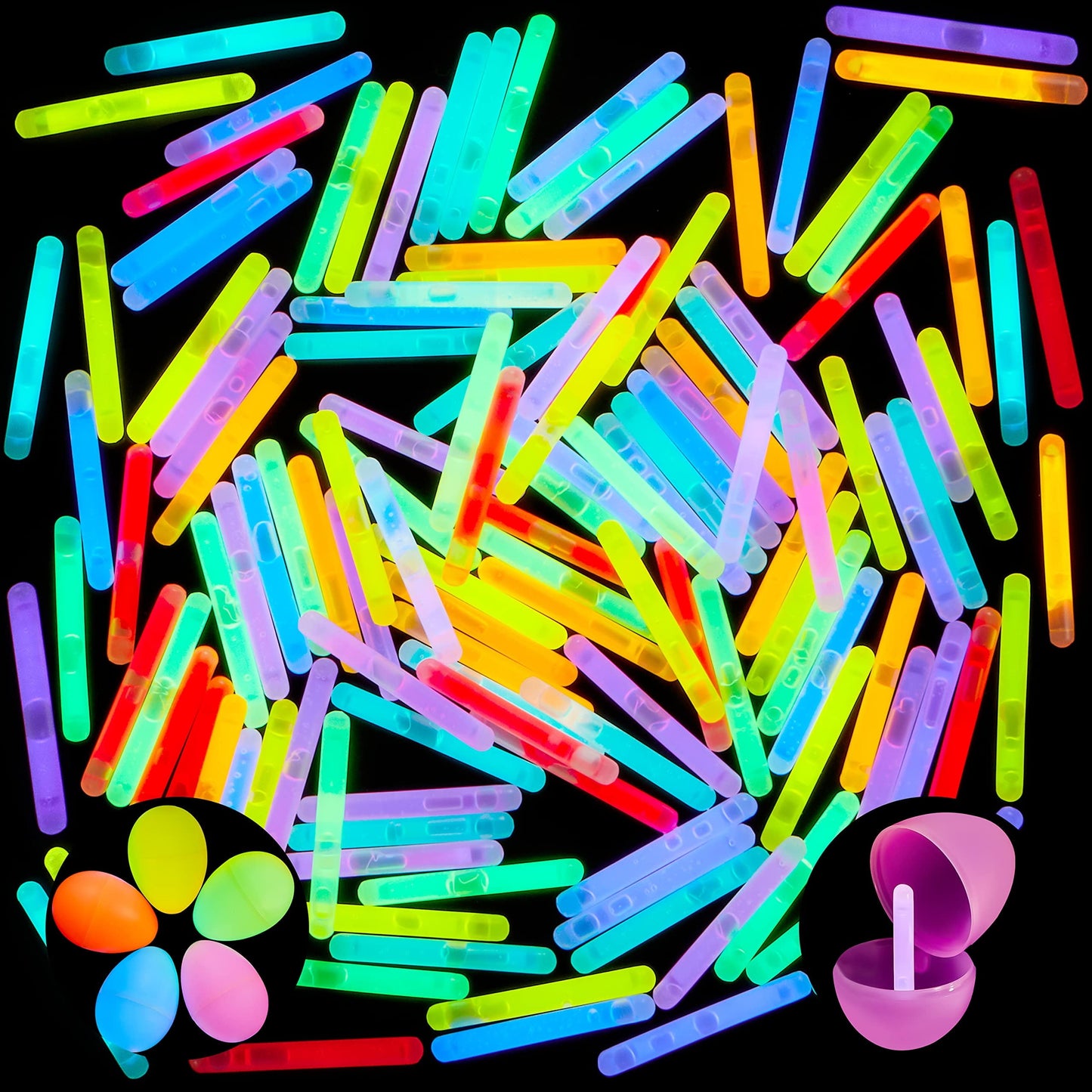 SYNCFUN 200 Pcs Mini Glow Sticks Bulk with 8 Colors for Party Supplies, Glow-in-The-Dark, Easter Basket Stuffers Party Favor