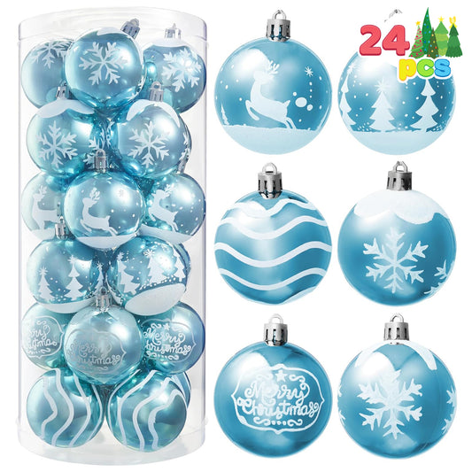 SYNCFUN 24 Pcs Christmas Ball Ornaments 2.3" Christmas Tree Decoration, Assorted Shatterproof Ball Ornament for Christmas Decor Holiday Favor Party Supplies Indoor Decoration Light Blue